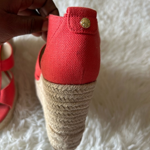 Michael Kors Coral Cutout Canvas Espadrille Wedge Sandals with Gold Zip - Picture 10 of 16